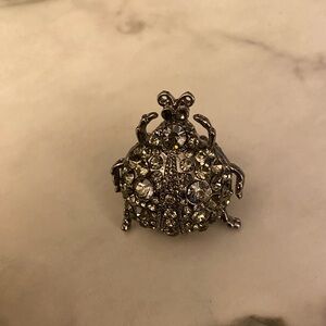 Silver and black Rhinestone Lady Bug Ring